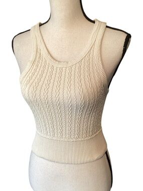 Nikibiki Cream Ribbed Cropped Tank Top One Size Stretch Knit